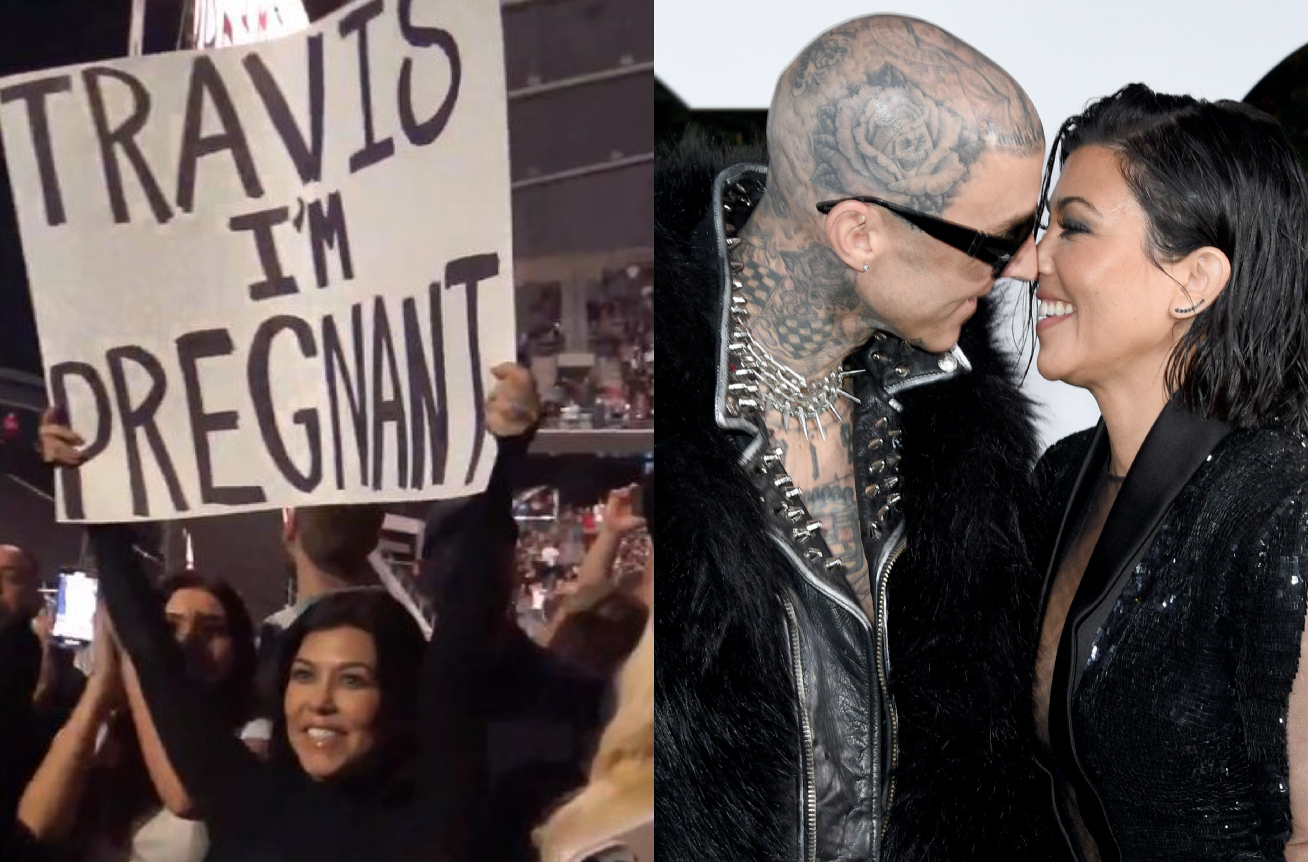Kourtney Kardashian Announces Pregnancy at Husband Travis Barker's Concert  | Glamour